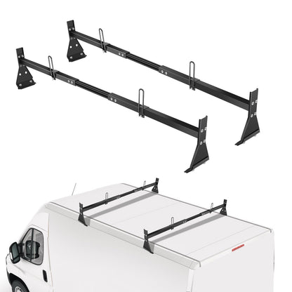 Colinktool Universal Van Ladder Roof Racks, Adjustable Van Roof Ladder Racks with Cargo Roller Compatible with 1996-Up Chevy Express Fullsize and Vans with Rain Gutter,Black-2Pack
