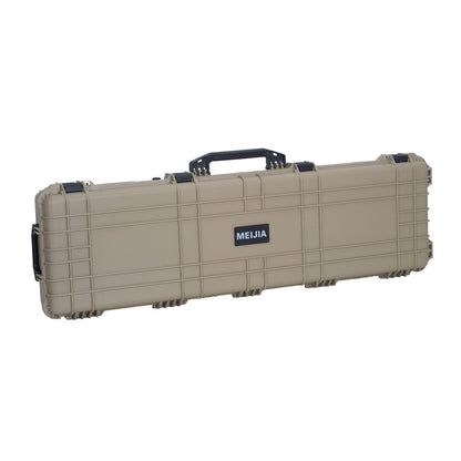 MEIJIA Portable IP67 Waterproof All Weather Hard Rifle Case with Rolling Wheels,Customizable Fit Foam Inserted,Soft Grip Handle,53x16.14x6.1inches (Desert Tan)