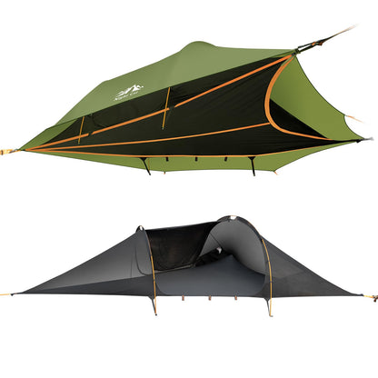 Night Cat Triangle Hammocks 2-Persons: Lay Flat 3 Point Hammock Tent with Bug Net Rainfly 13ft 440 LBS
