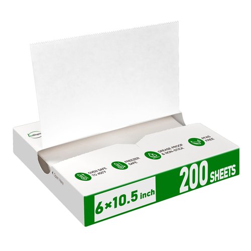 EcoDispose Precut POP UP Deli Paper Sheet Pack of 200, Interfolded Heavy Paper for Food Wrap and Serving (6" x 10-1/2", White）