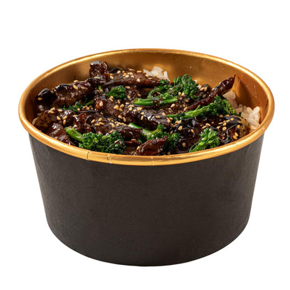 Foil Lux 33.4 OZ Take Out Containers, 200 Insulated Foil Lining Food Containers - Greaseproof, Black And Gold Paper To Go Food Containers, For Hot Or Cold Foods, Lids Sold Separately - Restaurantware