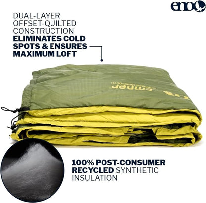ENO Ember UnderQuilt - Protective and Warm Hammock Quilt with Recycled Synthetic Insulation - for Camping, Hiking, Backpacking, Festival, Travel, or The Beach - Evergreen