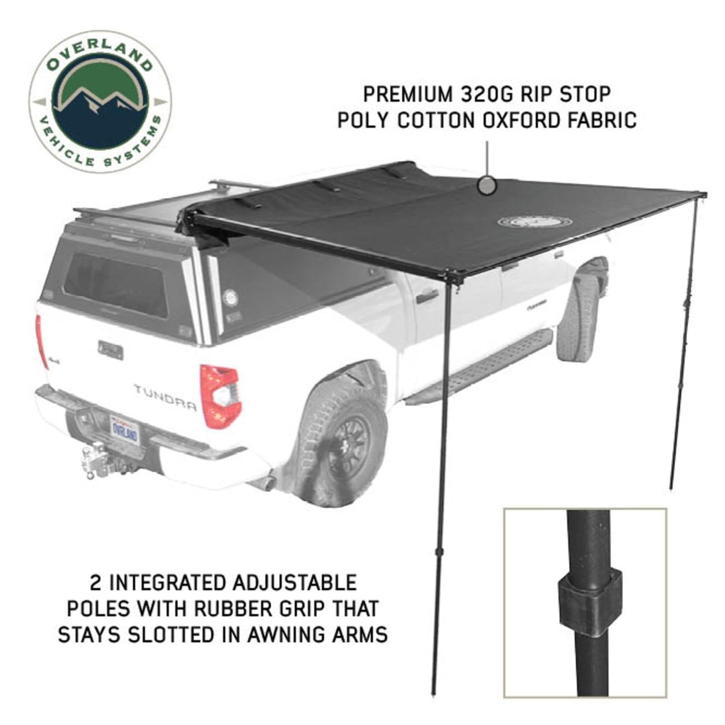 Overland Vehicle Systems 19690011 2.0-6.5’ XD Nomadic Self-Deploying 90 Degree Awning Unversal with Integrated LED Lights and Black Out | 61.6 Sq Ft of Coverage | Travel Cover Included