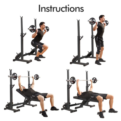 CANPA Adjustable Squat Rack Stand Multi-Function Barbell Rack Weight Lifting Gym Dumbbell Racks Home Gym Bench Press Rack Dumbbell Racks Stands 600Lbs （Black)