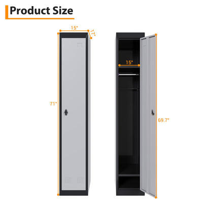 GAOMON Metal Locker, Metal Storage Locker with Shelves and Doors, Perfect for Employees and Students, Ideal for Offices, Schools, Gyms, Homes, and Garages, Assembly Required, Grey & Black