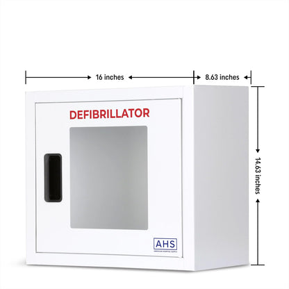 AMERICAN HOSPITAL SUPPLY AED Steel Cabinet, Wall Mount, Alarmed Automated External Defibrillator Storage Cabinet - Large, fits Zoll and Cardiac Science AEDs