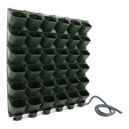 CAIHAOA 36 Pots Self Watering Wall Mounted Vertical Planter, Wall Planter Living Green Plant Wall with Automatic Irrigation & Timing System, Indoor/Outdoor Stackable Plant Pots for Herbs Flowers
