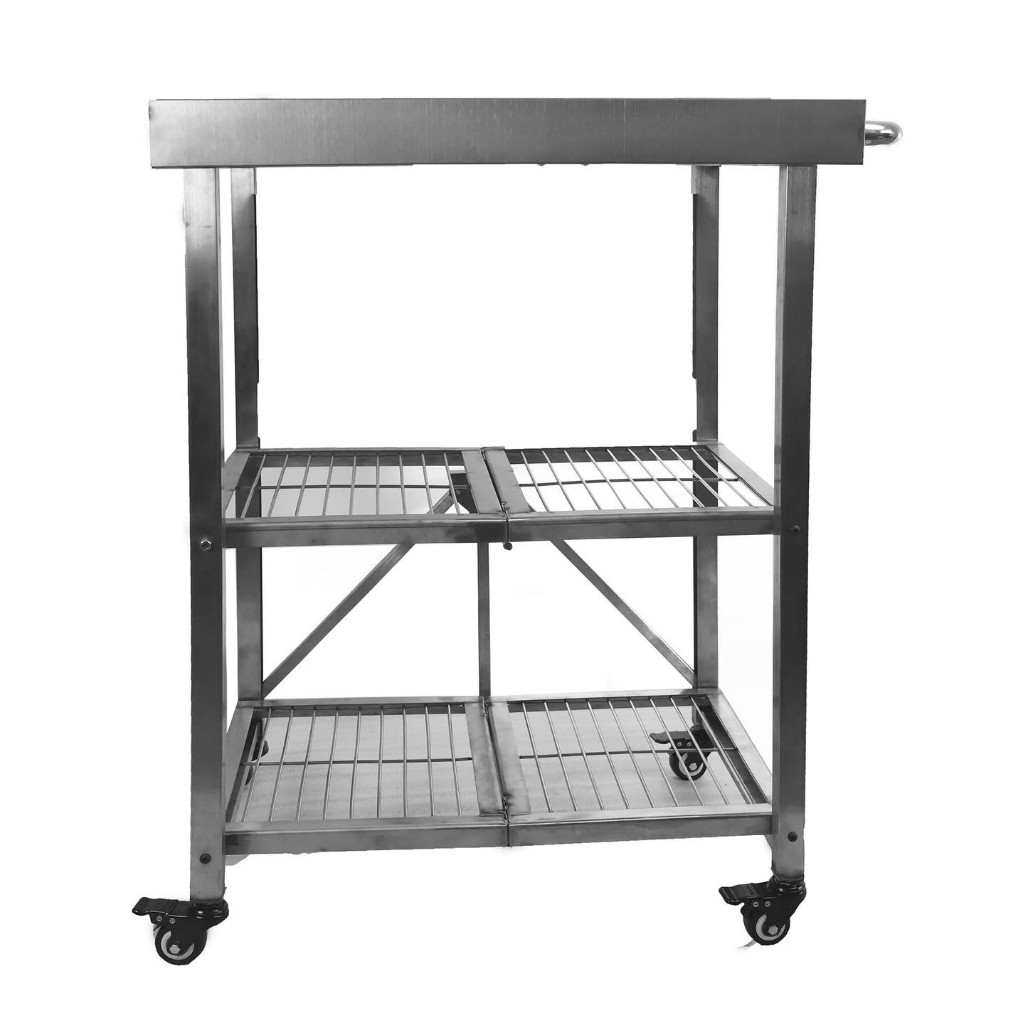 Metrixpio Stainless Steel Kitchen Cart, Foldable Origami Design,Slim Rolling Cart with Storage, Portable Microwave & BBQ, Kitchen Island on Wheels