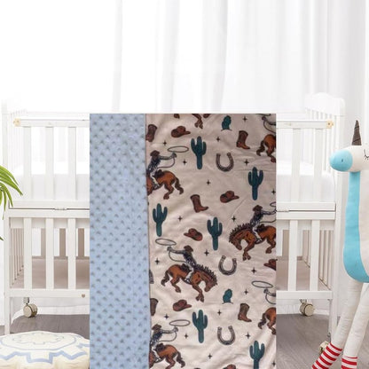 Baby Blanket for Boys Girls Super Soft Double Layer Minky with Dotted Backing Cute Cow Crib Receiving Blanket Bed Throws for Newborns Nursery Stroller Toddler 30 x 40 Inch (Western Cowboy)