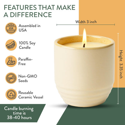 Modern Sprout - 2-in-1 Soy Candle & Planter - Golden Moments (Cali Lemon, Amber, Moss) 6 Oz Scented Candle with Sage Seeds - Dual Purpose Jar - 38-40 Hour Burn – Perfect Plant Lovers Gift