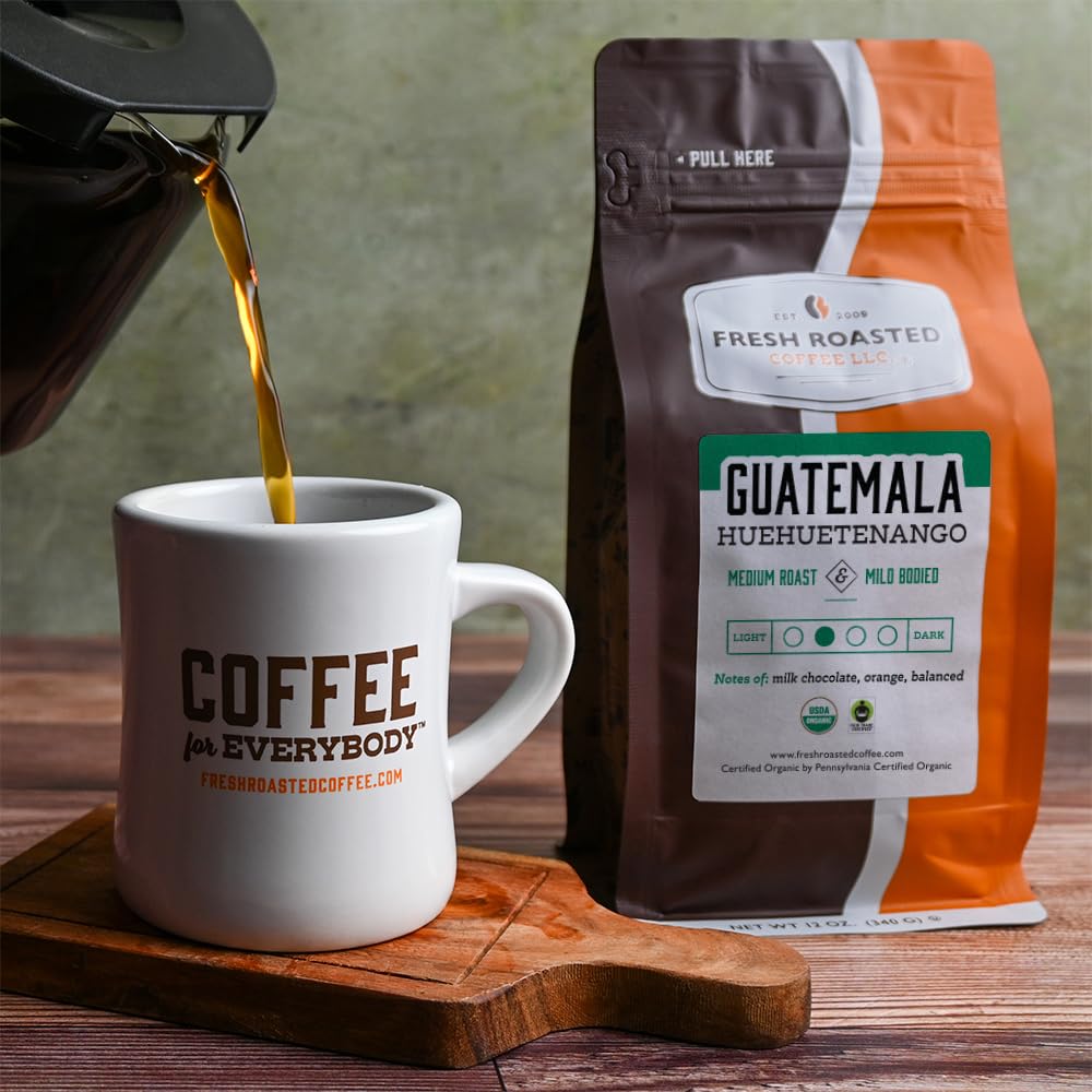 Fresh Roasted Coffee, Organic Guatemala | Single Origin, USDA Organic, Mold & Myco 3rd Party Tested, Kosher | Medium Roast 12 oz Whole Bean