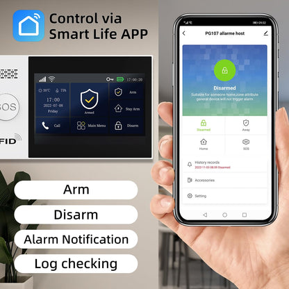 PGST Home Security System, Home Alarm System Wireless Touch Screen Motion Detection, Door and Window Alarms for Home, Wireless Siren, Remotes, Phone App, for Villa Home Apartment