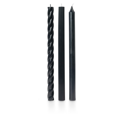 Illume Beautifully Done Unscented Assorted Candle Tapers 3-Pack, Black
