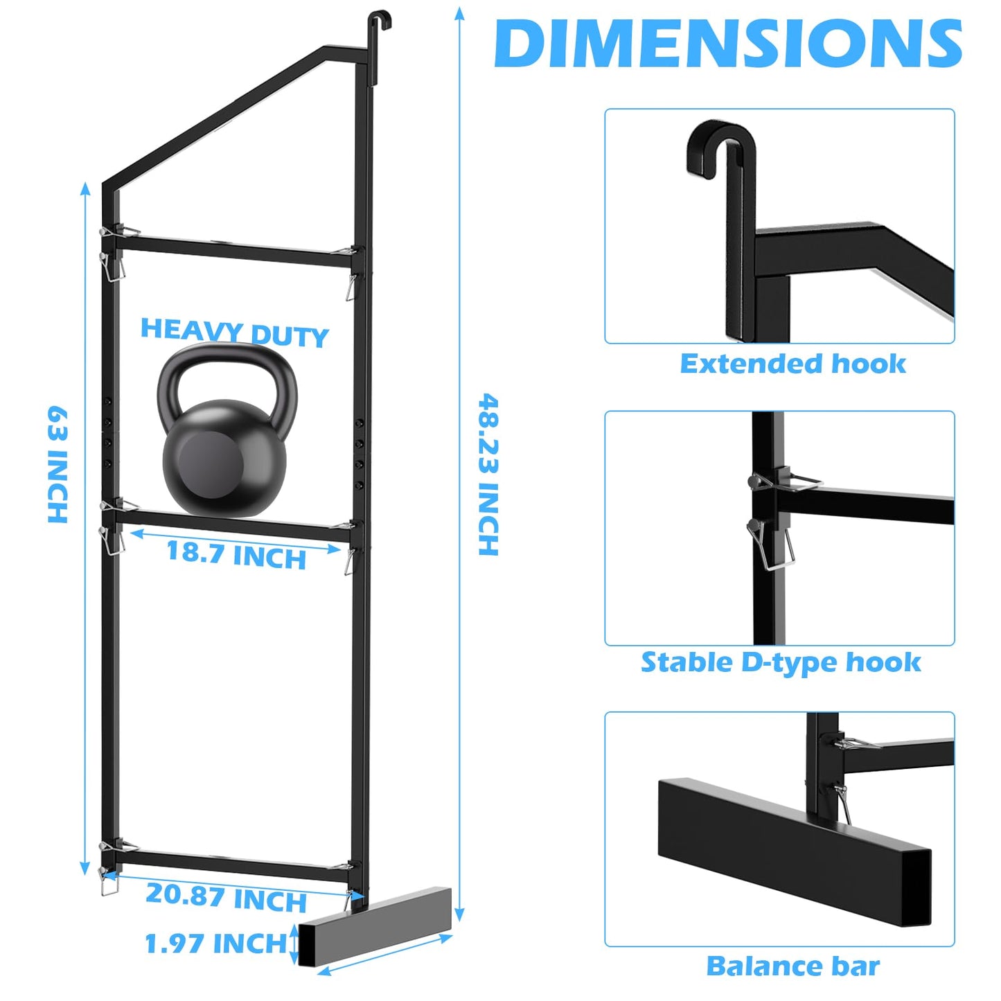 ZUIWAN Heavy Duty Shipping Container Shelving Bracket Kit (4-Pack) - 3-Tier Hanging Shelving Rack (19" D x 62" H), Universal Cargo Container Brackets
