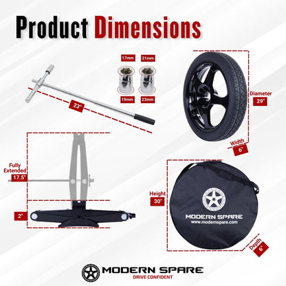 Modern Spare Complete Compact Spare Tire Kit With Carrying Case - Fits 2021-2024 Hyundai Tucson (Including Hybrid)