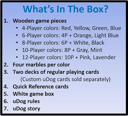 uDog Board Game | Old-Fashioned Fun for 2–12 Players | Made in The USA | Durable Wooden Pieces to Last a Lifetime | Family Game Night (6-Player)