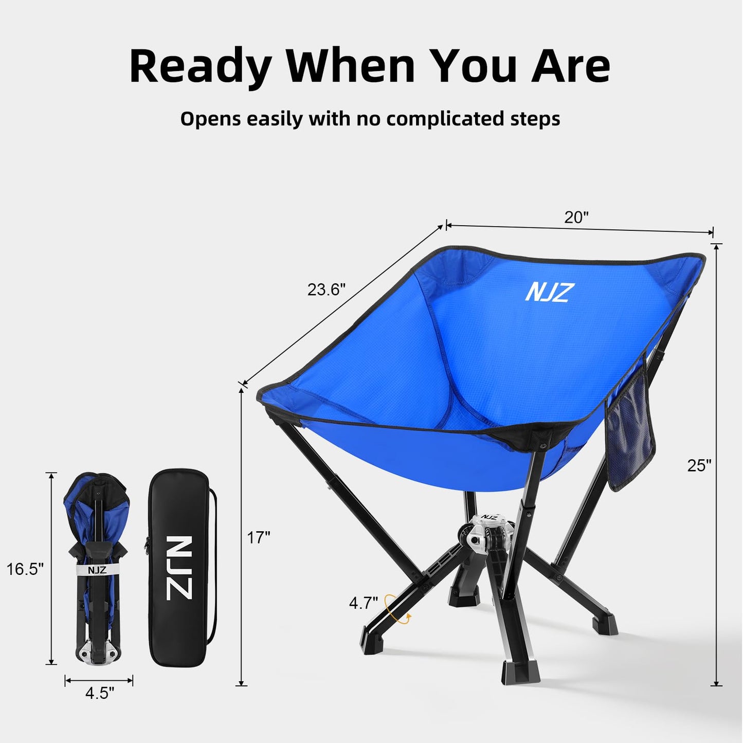 NJZ Folding Outdoor Chair — Easy Outdoor Comfort, Simple One-Piece Design, Stable Aluminum Frame, Relaxed Seating for Backyard, Camping & Everyday Use