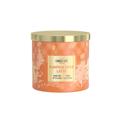 Candle-lite Halloween Scented Candles, Pumpkin Accord with Buttercream, 14 oz Jar, 45 Hour Burn, Fall Scented Candle for Home Decor, 3-Wick, Proudly Poured in USA, Halloween Candle Decoration