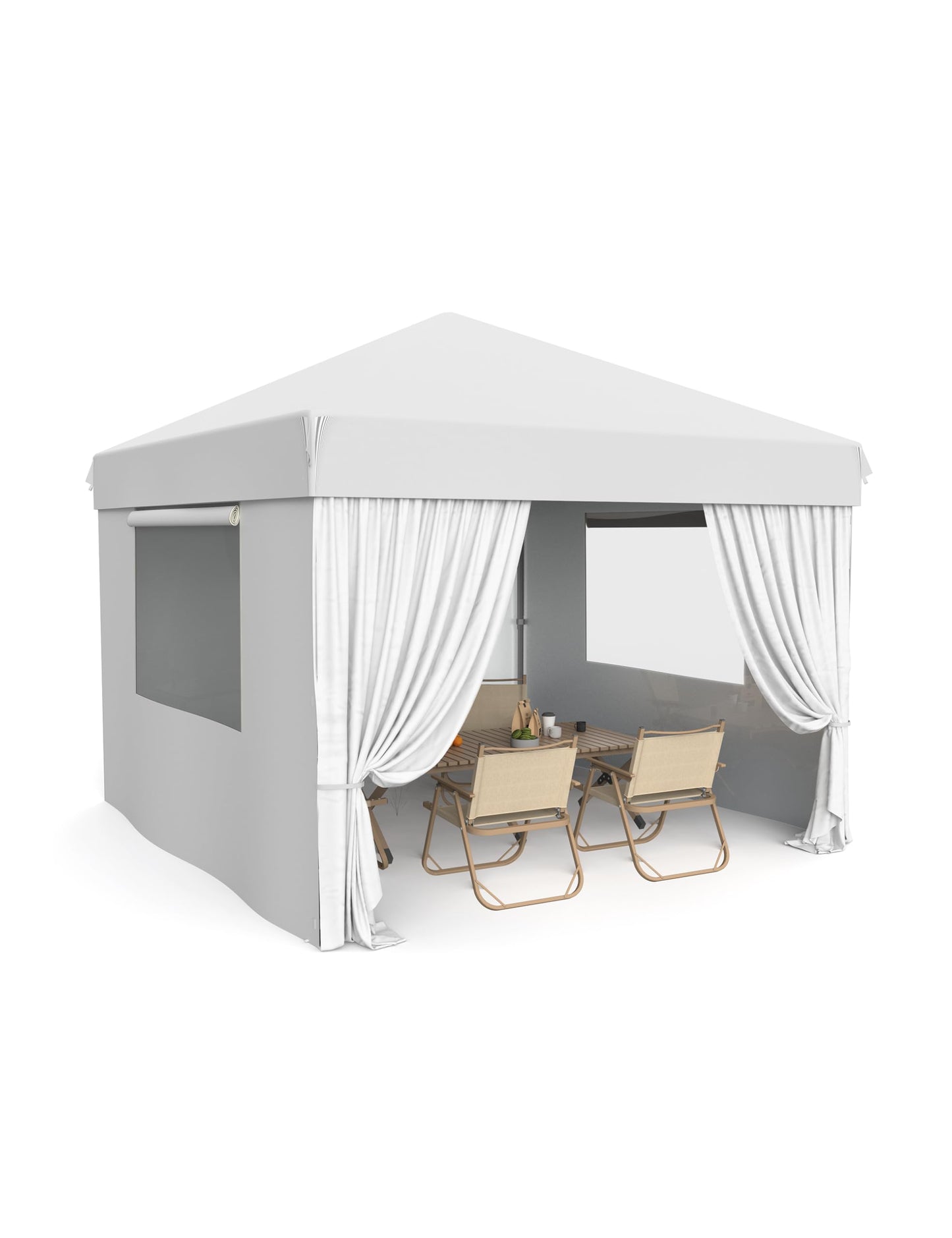 Garveelife 10x10 Pop Up Canopy Tent Outdoor Canopy with 4 Removable Sidewalls Heavy Duty Commercial Instant Tent Shelter, White