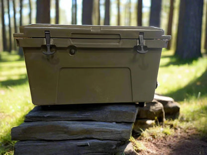 WAQUE Sports Premium Outdoor Cooler – 70 Liter Insulated Ice Chest with Heavy-Duty Handles, Leakproof Seal & UV Protection – Dark Green – Ideal for Fishing, Camping, Boating & Tailgating