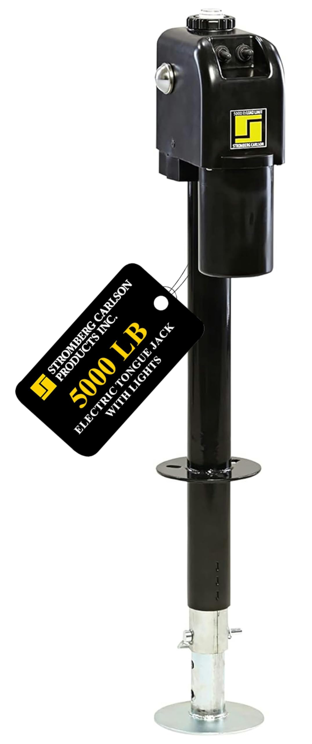 Stromberg Carlson JET-5000 Electric Tongue Jack - Heavy Duty Jack with Motor Protection, 18" Travel & 5" Drop Down Leg, Stabilizing, Leveling & Lifting for RVs, Campers, Utility Trailers, 5000 lb