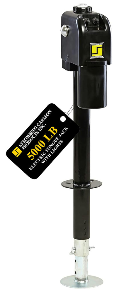 Stromberg Carlson JET-5000 Electric Tongue Jack - Heavy Duty Jack with Motor Protection, 18" Travel & 5" Drop Down Leg, Stabilizing, Leveling & Lifting for RVs, Campers, Utility Trailers, 5000 lb
