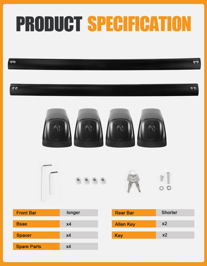 KINGGERI 330lbs Lockable Roof Racks Cross Bars Fit for Jeep Grand Cherokee Altitude & SRT & Trackhawk with Roof Black Moldings 2011-2022, Anti-Theft Aluminum Rails Crossbars Cargo Luggage