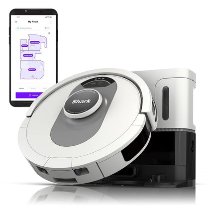 SAMSUNG 27-Inch Washer Dryer Pedestal Stand w/Pull Out Laundry Storage Drawer, Stainless Steel, WE402NW/A3, White & Shark AI Ultra Voice Control Robot Vacuum with Matrix Clean Navigation