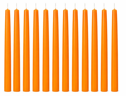 Dinil Orange Taper Candles - 10 Inch Unscented Dripless Smokeless Candlesticks Set of 12 | Perfect for Fall, Halloween, Thanksgiving, Dinner, Wedding and Party Decoration
