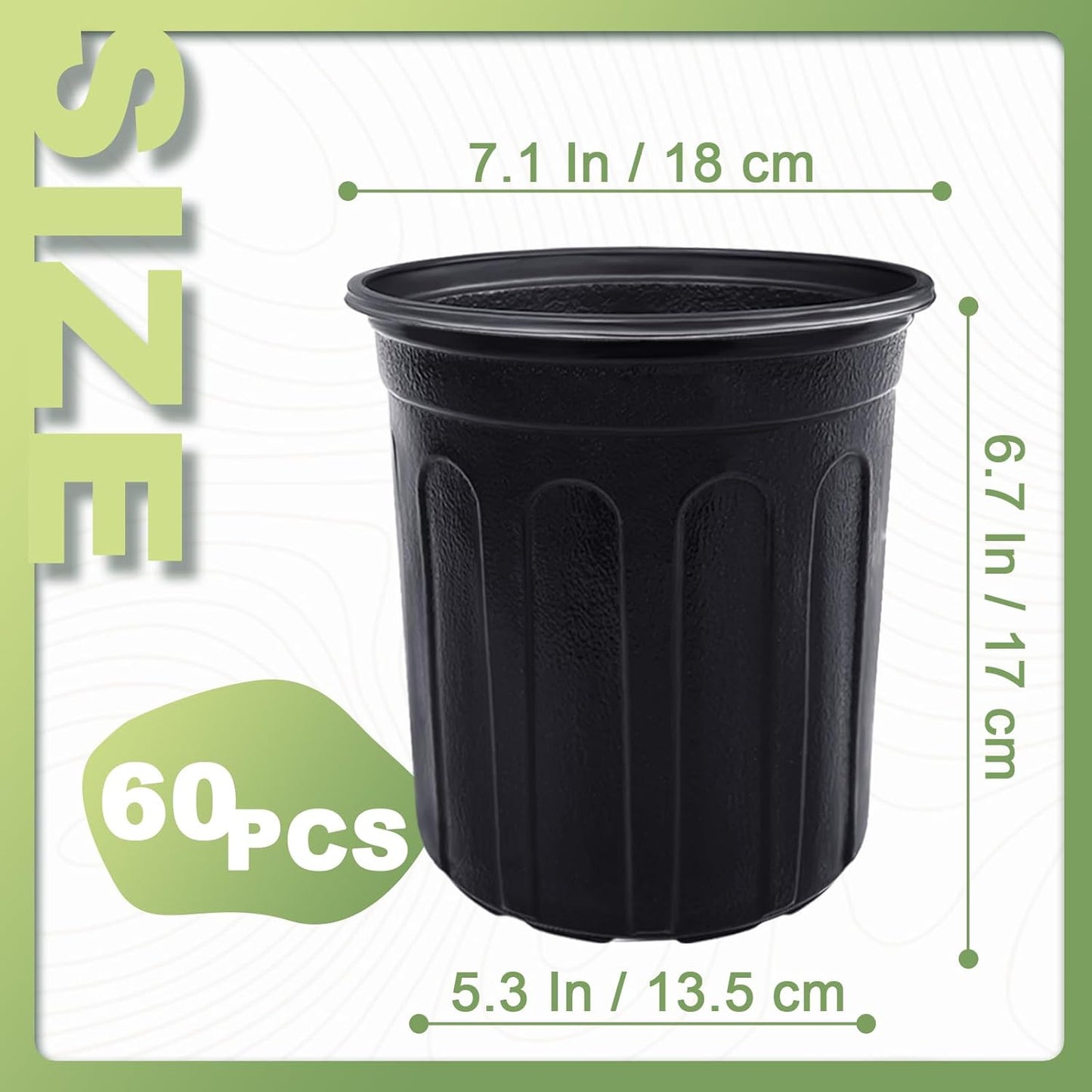 Anyumocz 60 Pcs Flexible 1 Gallon Plant Nursery Pots - Durable Soft Plastic with Drainage Holes | Black