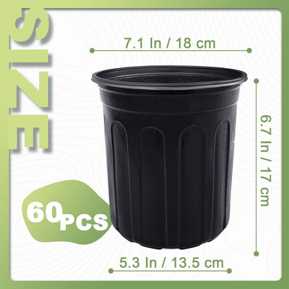 Anyumocz 60 Pcs Flexible 1 Gallon Plant Nursery Pots - Durable Soft Plastic with Drainage Holes | Black