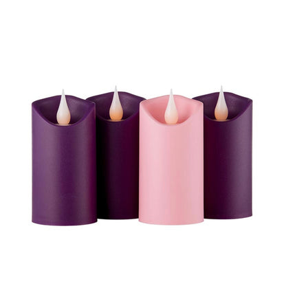 Needzo Flameless Advent Tabletop Pillar Candle Set, Unscented LED Candles, Christmas Wreath Accessories Home Decor, Pack of 4