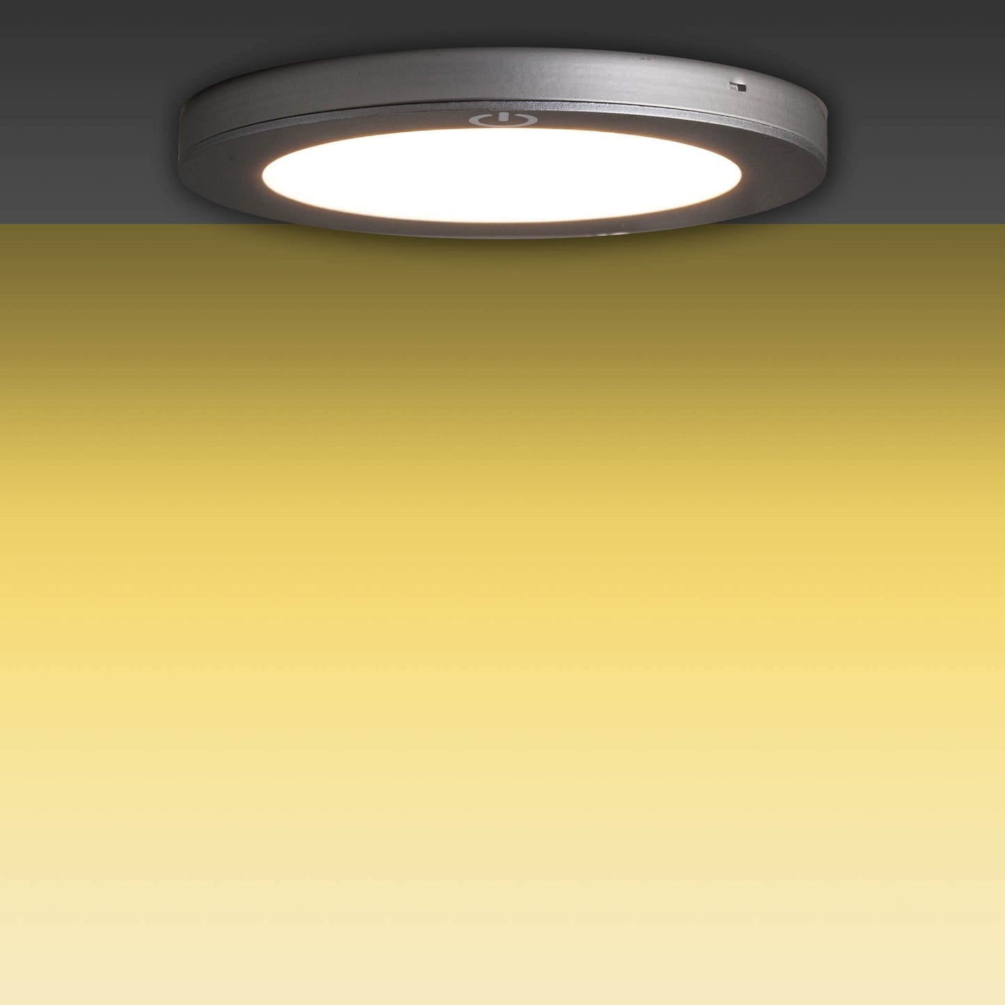 SEBSON LED Cabinet Lights, Set of 6, Non-Touch, Dimmable, IR Sensor, Warm White 3000 K, 6X 2 W, 6X 130 lm, Round, Ultra Flat 8 mm, Aluminium