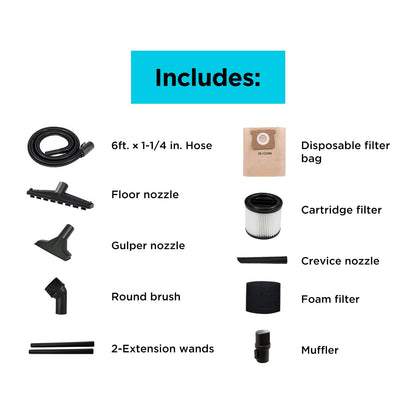 BLACK+DECKER Shop Vacuum Wet and Dry, 4 Gallon 5.0 Peak HP Wet/Dry Vacuum, Quiet Operation with Muffler, Long Reach Cleaning Range & On-Board Storage, Complete Accessory Set, BDXV18905P-4