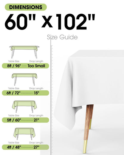 Pureegg Rectangle Table Cloth 60" x 102" – Durable Polyester Tablecloth Offers Reusable & Washable Protection, Ideal for Outdoor Party, Picnic, Wedding, Banquet and Birthday, 3 Pack, Black