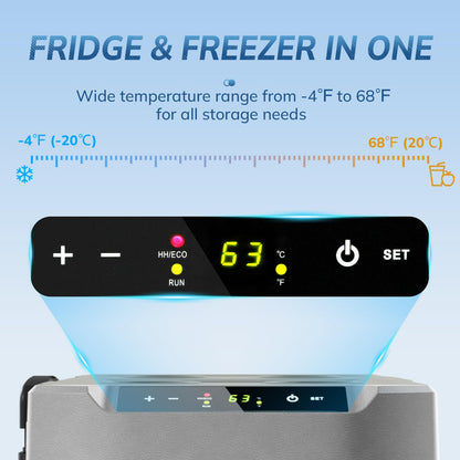 Antarctic Star 12 Volt Refrigerator,43QT(40L) Electric Cooler, Portable Refrigerator Freezer -4℉~68℉,12V 24V DC 100 240V AC Car Fridge with Wheels&2 Baskets for Camping,Travel,RV,Car,GREEN