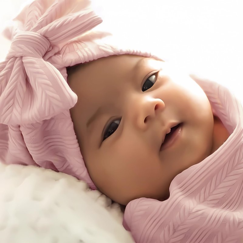 Jastore Baby Infant Swaddle Blankets for Girls 3PCS Newborn Accessories Set with Matching Hat and Bow Headband (Pale Pink, 33"*35")
