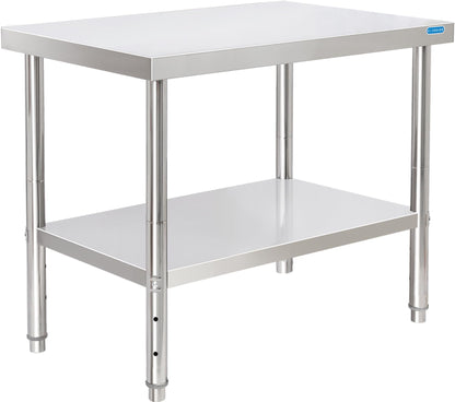 KUARBARR Stainless Steel Table for Prep & Work with Undershelf 24 x 36 Inches NSF Metal Commercial Kitchen Prep Table with Adjustable Under Shelf Worktable for Restaurant Home Outdoor