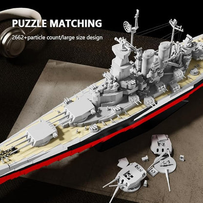 USS North Carolina (BB-55) Battleship Building Kit WW2 US Navy High-Speed Battleship a Toy Gift Warship for Military Enthusiasts and Adults (39106)