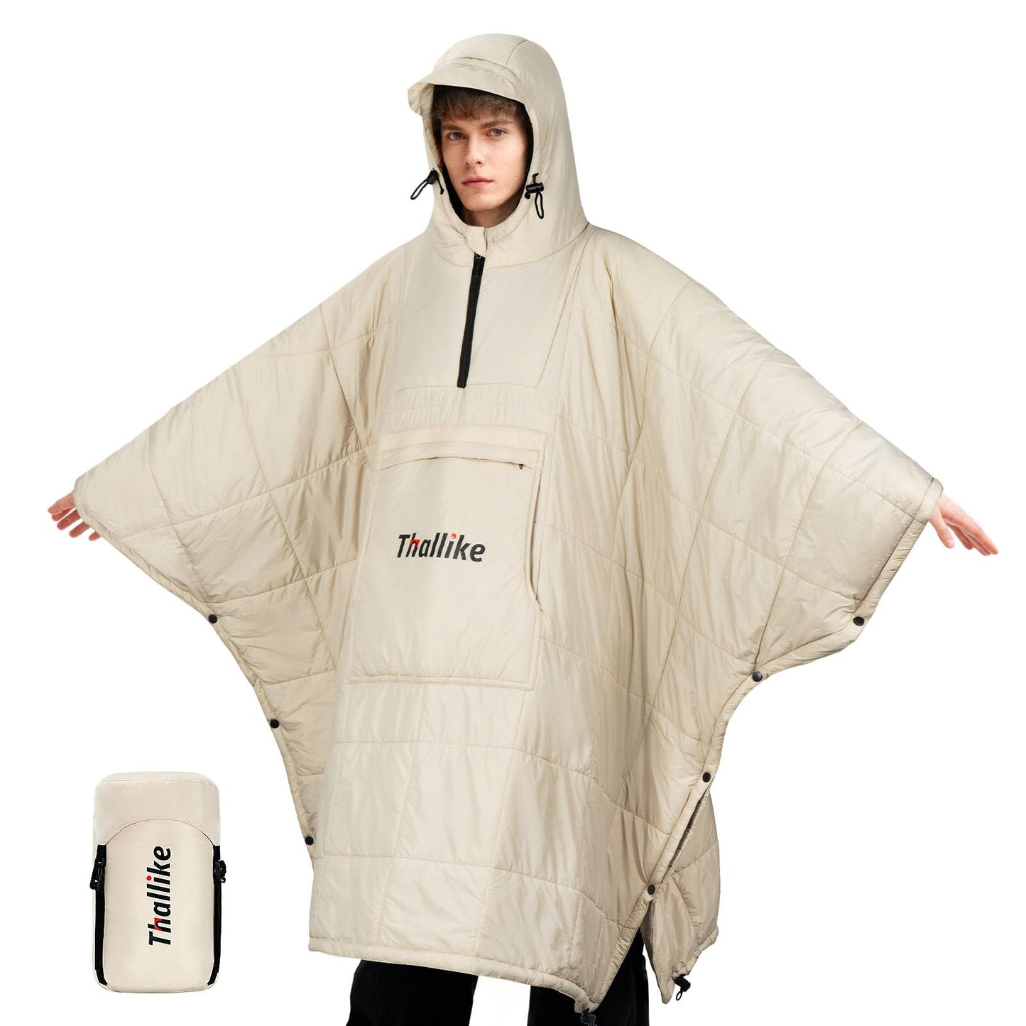 Thallike 3 Person Outdoor Camping Chair & Warm Oversized Camping Blanket with Hood