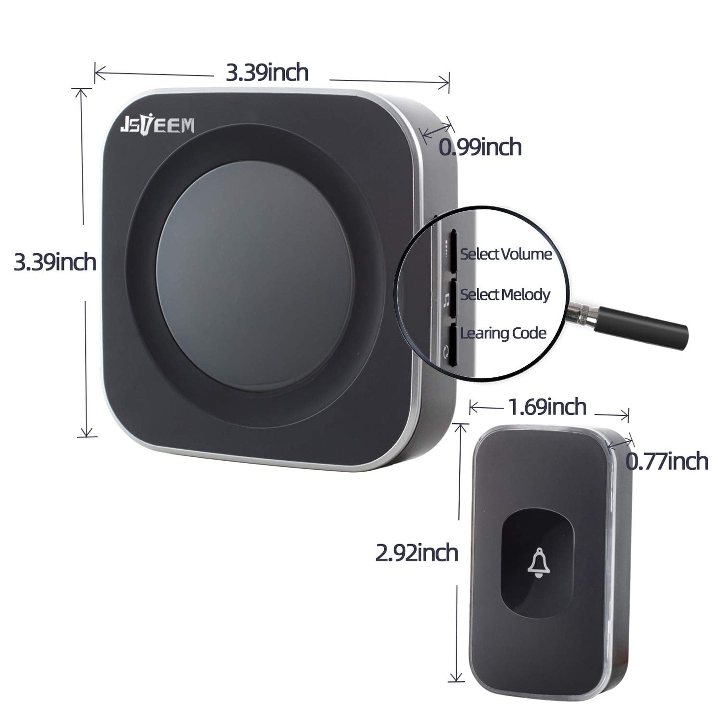 Wireless Doorbells for Home Hearing Impaired Doorbell 2 Buttons & 3 Receivers Flashing Light Wireless Doorbell for Office Classroom Bedroom 1200Ft 36 Ringtones 4 Volume JSIEEM(White)