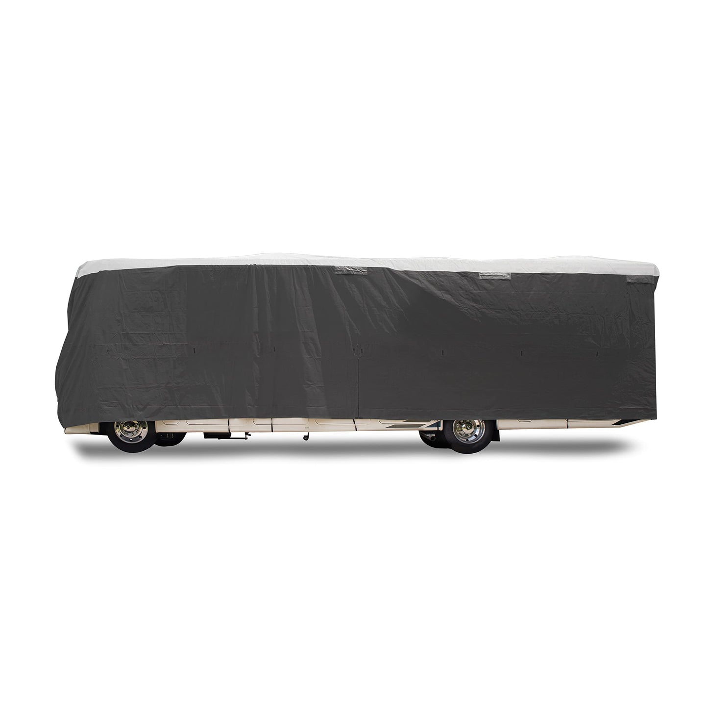 Camco ULTRAGuard 38 to 40-Ft Travel Trailer/Class A RV Cover - Features Zipper Entry Doors & Covered Air Vents - Crafted of Spunbond Polypropylene - Storage Bag for RV Storage & Organization (45736)