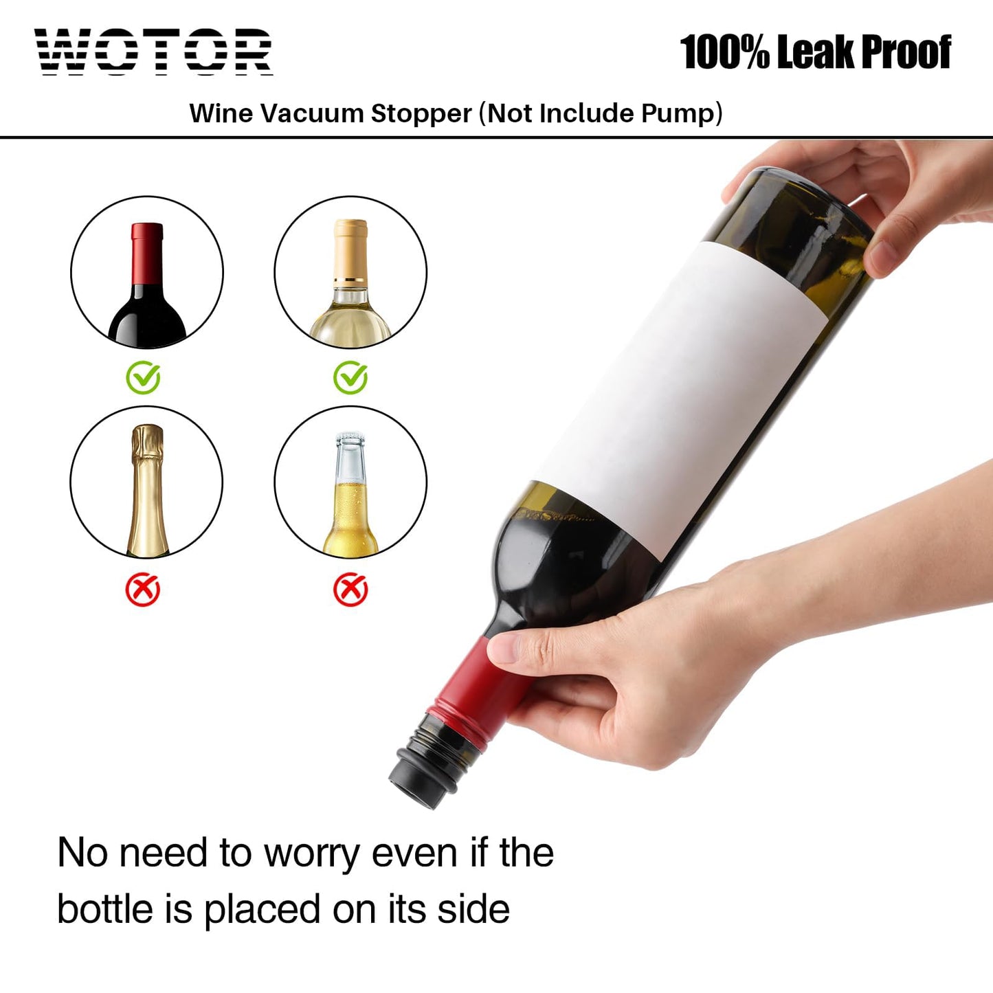 WOTOR Wine Stoppers - Vacuum Wine Saver, Preserver & Sealer (Black, 24 Pieces)