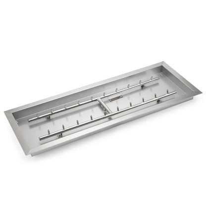 Stanbroil 36 x 12-Inch Rectangle Drop-in Fire Pit Pan with Jet Burner, 304 Stainless Steel Gas Firepit Insert for DIY Firepit Table, High Flame150,000 BTU Max