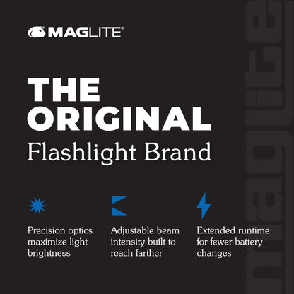 MagLite ML150LRX LED Rechargeable Flashlight – 1082 Lumens, 458m Beam Distance, Matte Non-Slip Tactical Grip – Black
