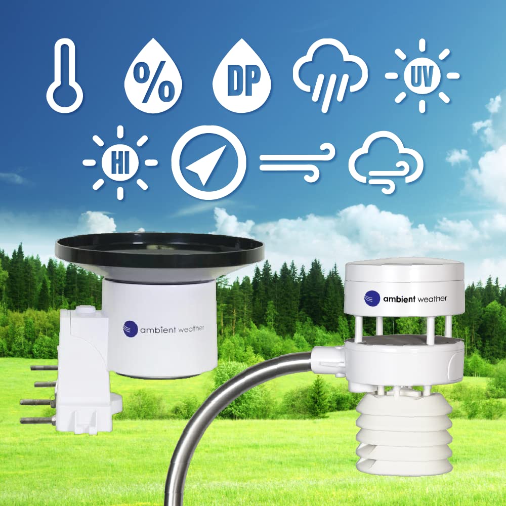 Ambient Weather WS-5000 Ultrasonic Smart Weather Station with TFT Full Color LCD Display