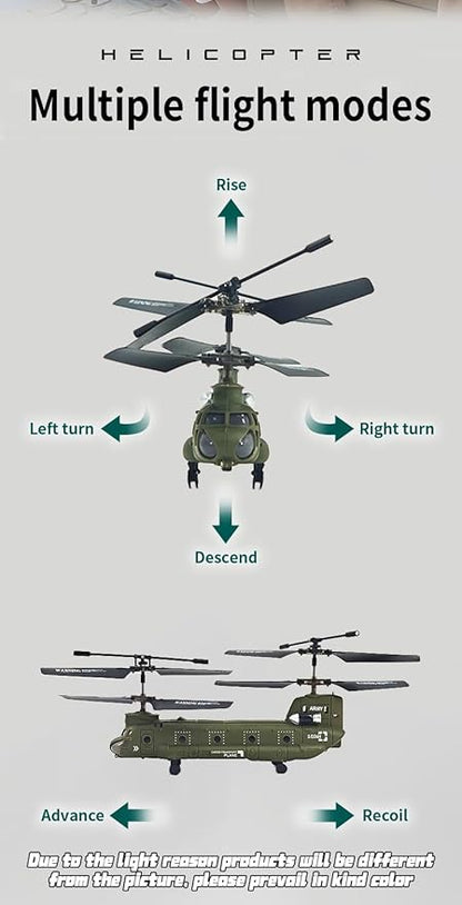RC Helicopter S026H Dual-Rotor Transport Aircraft 2.4G 3CH Remote Control Military Aerocraft Model (RTF Version/Army Green)