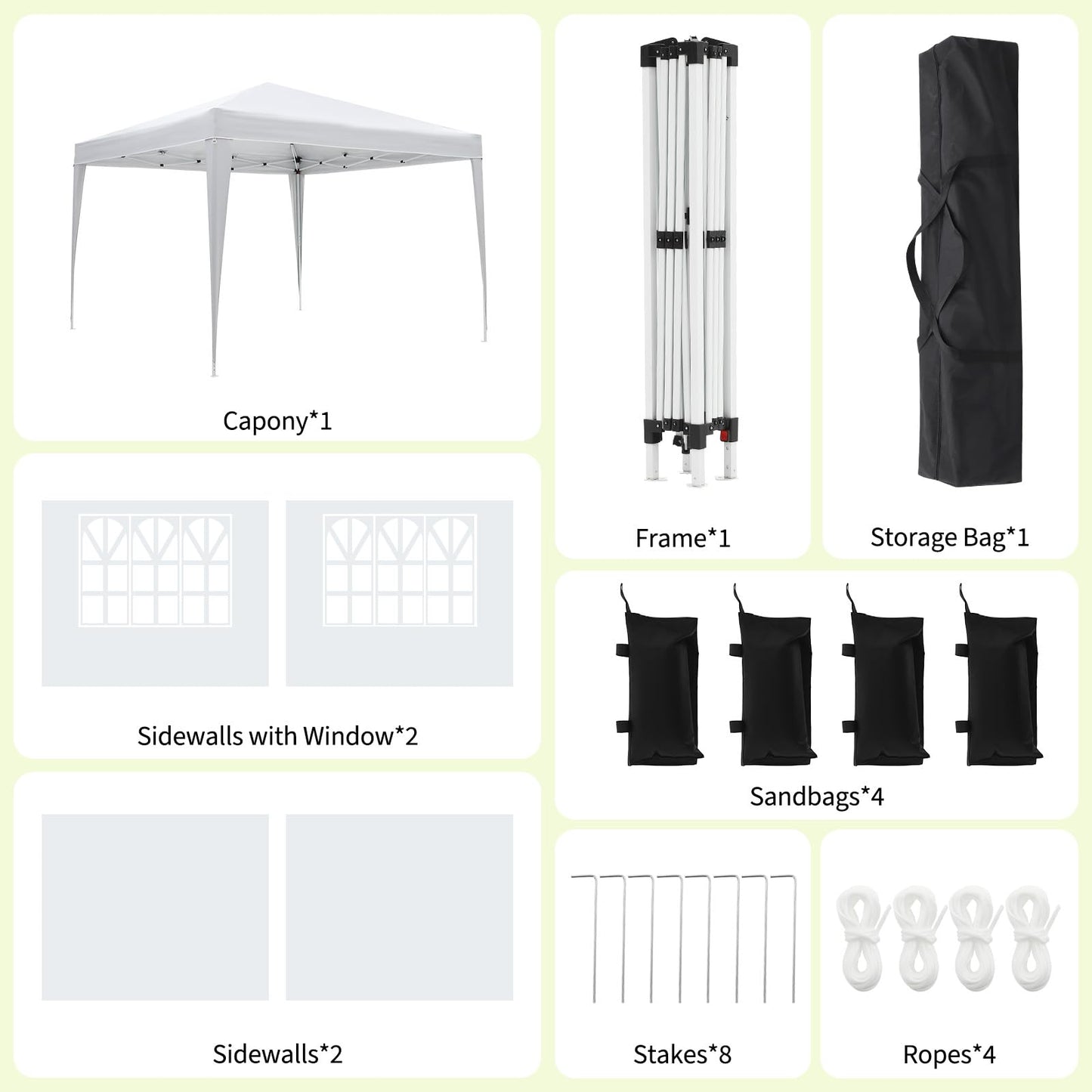 10x10 Pop Up Canopy Tent with Sidewalls, Outdoor Instant Canopy Tent with Carry Bag for Commercial Events, Camping, Beach, Backyard, White