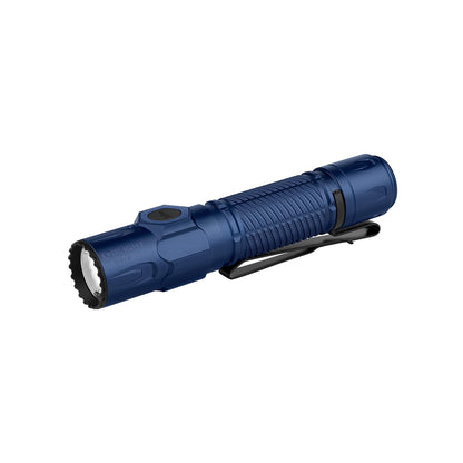 OLIGHT Warrior Ultra 2500 Lumens Tactical Flashlight, Compact Dual Switches Rechargeable Bright Light with Proximity Sensor, Suitable for Emergency, Outdoor, Searching(Navy Blue)