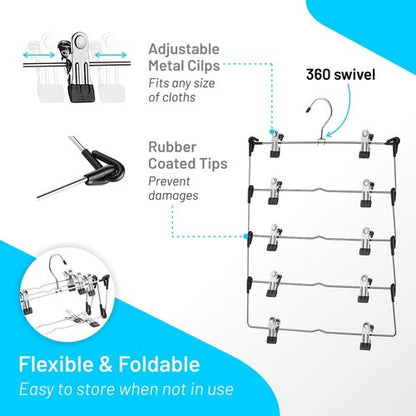 DEILSY™ 5-Tier Skirt Hangers - Space-Saving Metal Clips for Closet Organization | 3-Pack